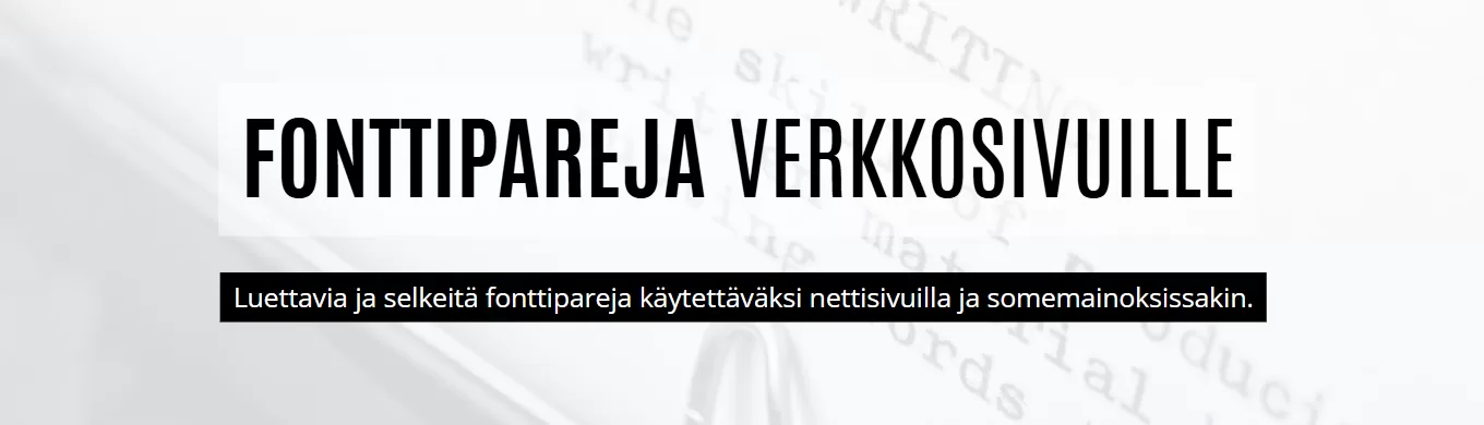 Fontit ja fonttiparit verkkosivuille -banneri